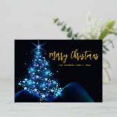 Elegant Merry Blue Sparkle Folie Feestdagenkaart (Staand Voorkant)