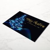 Elegant Merry Blue Sparkle Folie Feestdagenkaart (Gedraaid)