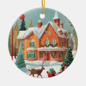 Elegant Merry Briefkaart met kerstmis Keramisch Ornament (Voorkant)