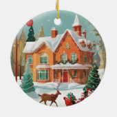 Elegant Merry Briefkaart met kerstmis Keramisch Ornament (Achterkant)