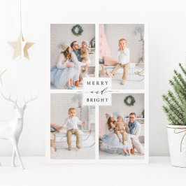 Elegant Merry & Bright 4 Foto Holiday Kaart