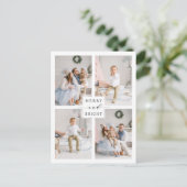 Elegant Merry & Bright 4 Photo Holiday Briefkaart (Staand voorkant)