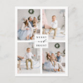 Elegant Merry & Bright 4 Photo Holiday Briefkaart (Voorkant)
