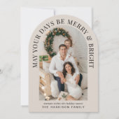 Elegant Merry Bright Arch Foto Kerst Kaart (Voorkant)