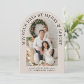 Elegant Merry Bright Arch Foto Kerst Kaart (Staand voorkant)