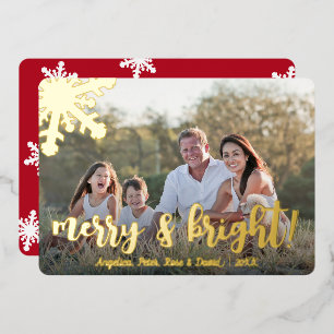 Elegant Merry & Bright Custom Photo Folie Feestdagenkaart