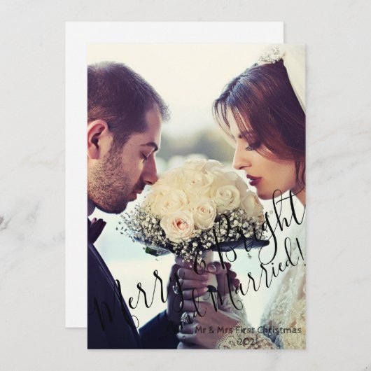 Elegant Merry & Bright en met Kerstmis Feestdagenkaart (Voorkant / Achterkant)