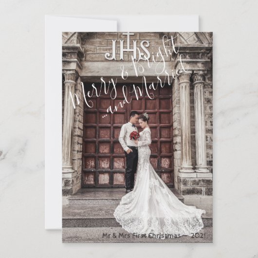 Elegant Merry & Bright en met Kerstmis Feestdagenkaart (Voorkant)