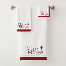 Elegant Merry & Bright Festive Kerstmis Bad Handdoek