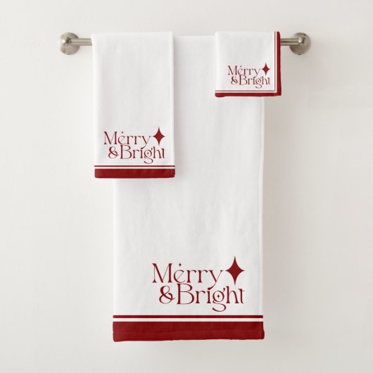 Elegant Merry & Bright Festive Kerstmis Bad Handdoek (Insitu)