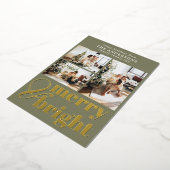 Elegant Merry & Bright Typografie Kerstmis Folie Feestdagenkaart (Gedraaid)