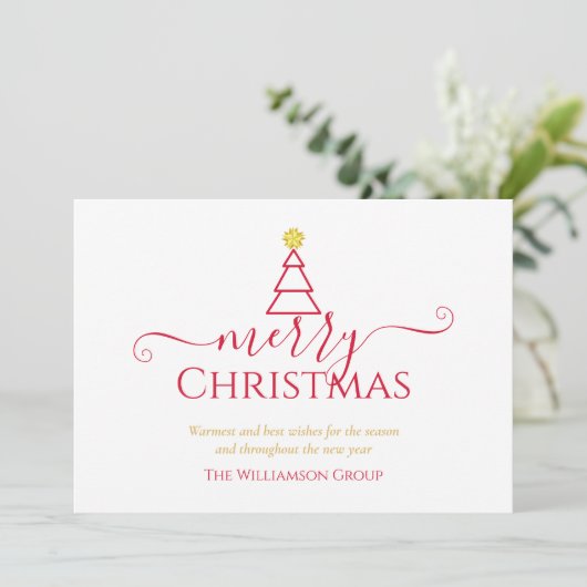 Elegant Merry Christm Corporate Business Logo Feestdagenkaart (Staand voorkant)
