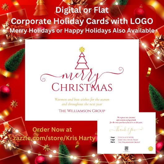 Elegant Merry Christm Corporate Business Logo Feestdagenkaart