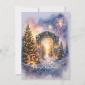 Elegant Merry Christmas 2026 Winter Gateway Scene Feestdagenkaart (Voorkant)