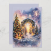 Elegant Merry Christmas 2026 Winter Gateway Scene Feestdagenkaart (Voorkant / Achterkant)