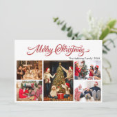 Elegant Merry Christmas 5 photos Holiday Card Feestdagenkaart (Staand voorkant)