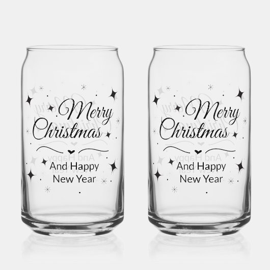 Elegant Merry Christmas and Happy New Year  Blikvorm Glas (Achterkant)