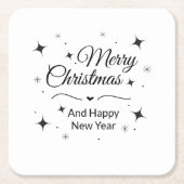 Elegant Merry Christmas and Happy New Year Kartonnen Onderzetters (Voorkant)