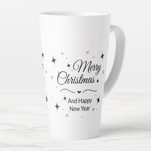 Elegant Merry Christmas and Happy New Year  Latte Mok (Rechterhoek)