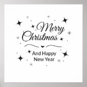 Elegant Merry Christmas and Happy New Year Poster (Voorkant)
