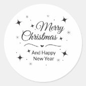 Elegant Merry Christmas and Happy New Year Ronde Sticker (Voorkant)