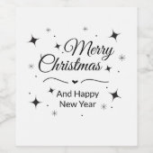 Elegant Merry Christmas and Happy New Year Wijn Etiket (Enkel label)