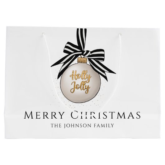 Elegant Merry Christmas Bauble Groot Cadeauzakje (Achterkant)