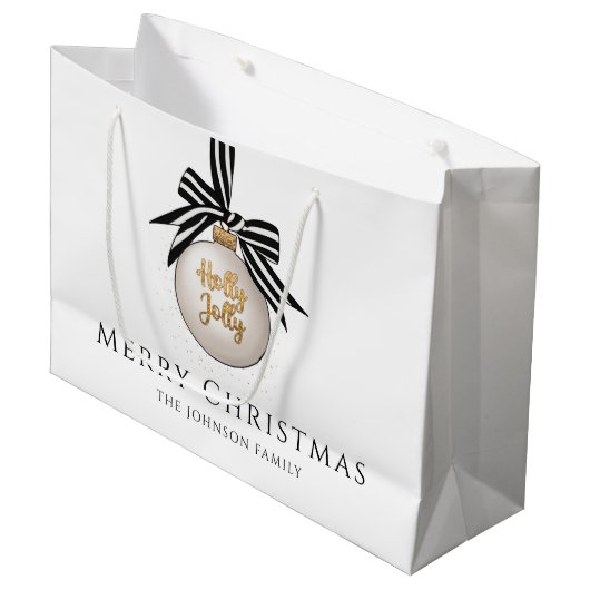 Elegant Merry Christmas Bauble Groot Cadeauzakje (Voorkant Gekanteld)