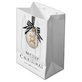 Elegant Merry Christmas Bauble Medium Cadeauzakje (Voorkant Gekanteld)