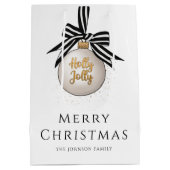 Elegant Merry Christmas Bauble Medium Cadeauzakje (Achterkant)