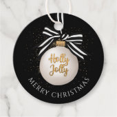 Elegant Merry Christmas Bauble Zwart Bedankjes Labels (Voorkant)