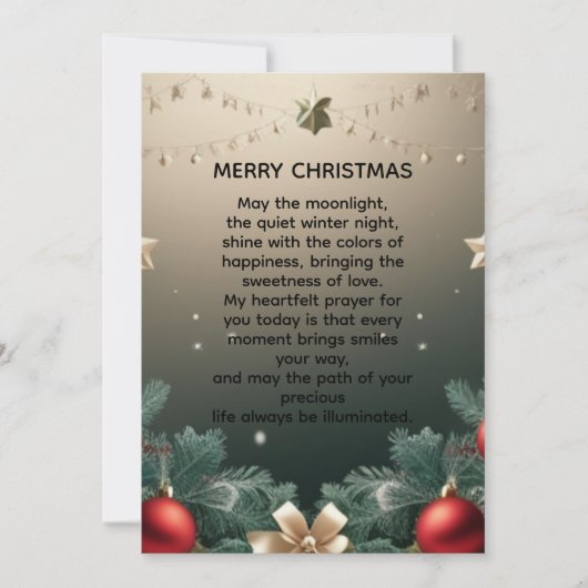 Elegant merry Christmas Border with Red Ornaments  Aankondiging (Voorkant)