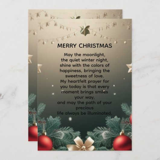 Elegant merry Christmas Border with Red Ornaments  Aankondiging (Voorkant / Achterkant)