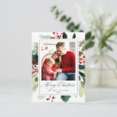 Elegant Merry Christmas Botanical Greenery Feestdagenkaart (Staand voorkant)