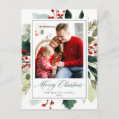 Elegant Merry Christmas Botanical Greenery Feestdagenkaart (Voorkant)