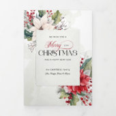 Elegant Merry Christmas Botanical Non-Photo Drieluik Kaart (Cover)