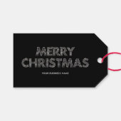 Elegant Merry Christmas Business Zwart & Wit Cadeaulabel (Voorkant (Horizontaal))