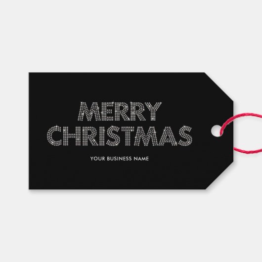 Elegant Merry Christmas Business Zwart & Wit Cadeaulabel (Voorkant (Horizontaal))