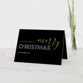 Elegant Merry Christmas Business Zwart & Wit Folie Feestdagenkaart (Voorkant)