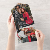 Elegant Merry Christmas Calligraphy 1-Photo All In One Uitnodiging (Afscheurbaar)
