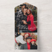 Elegant Merry Christmas Calligraphy 1-Photo All In One Uitnodiging (Binnen)
