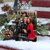 Elegant Merry Christmas Calligraphy 1-Photo Feestdagen Kaart