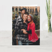 Elegant Merry Christmas Calligraphy 1-Photo Feestdagen Kaart (Voorkant)