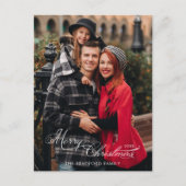 Elegant Merry Christmas Calligraphy 1-Photo Feestdagenkaart (Voorkant)