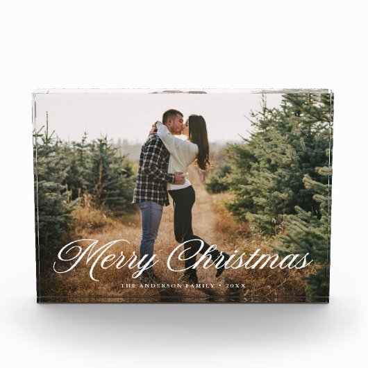 Elegant Merry Christmas Calligraphy Script Fotoblokken (Voorkant)