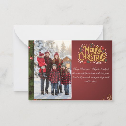 Elegant Merry Christmas Card 2026 | Holiday Greeti Notitiekaartje (Voorkant)