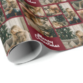 Elegant Merry Christmas Collage Red Cadeaupapier (Rol Hoek)