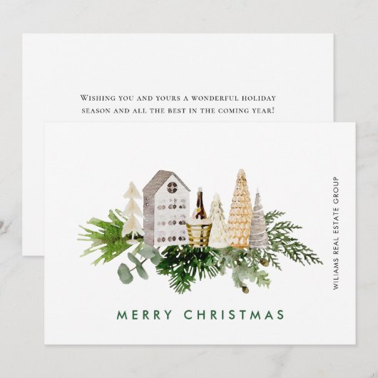 Elegant Merry Christmas Compositie Corporate Feestdagenkaart (Voorkant / Achterkant)