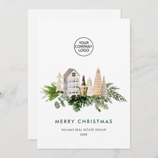 Elegant Merry Christmas Compositie Corporate Feestdagenkaart (Voorkant / Achterkant)