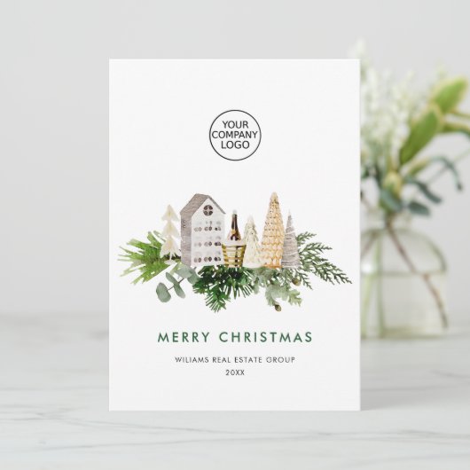 Elegant Merry Christmas Compositie Corporate Feestdagenkaart (Staand voorkant)